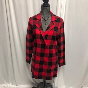 Alison Sheri Jacket Womens Size Small Red Black Check Comfy Snaps Shacket NEW